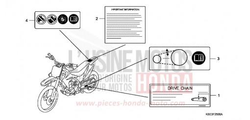 ETIQUETTE DE PRECAUTIONS CRF150R8 de 2008